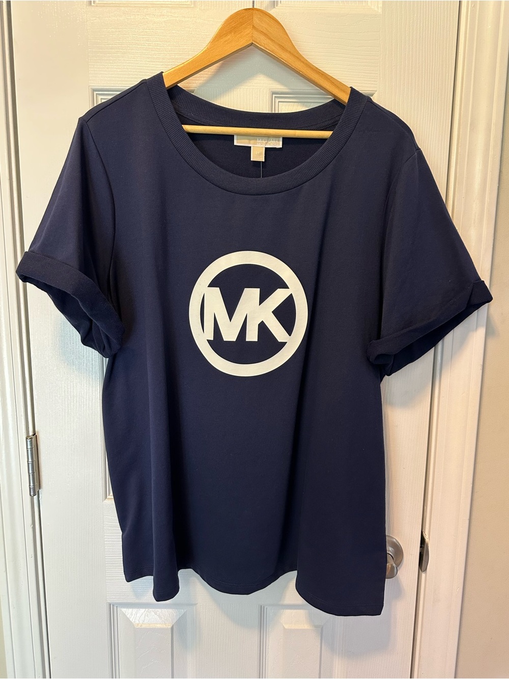 Michael Kors Navy Short Sleeve Tee with White MK Circle Logo